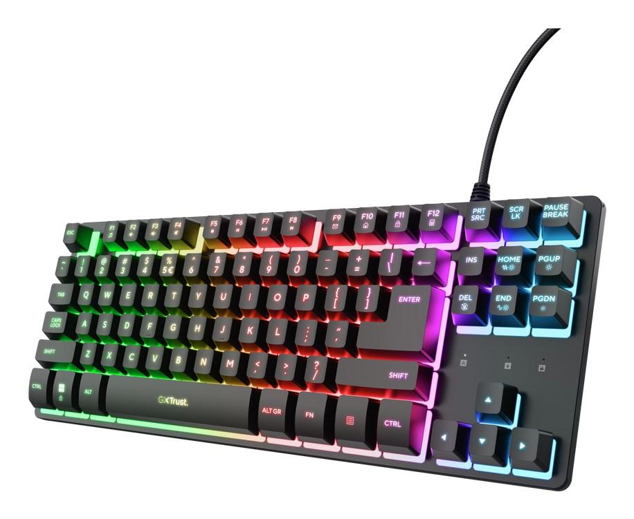Trust GXT 833 Thado TKL gaming-tastatur - USB, RGB, sort billede