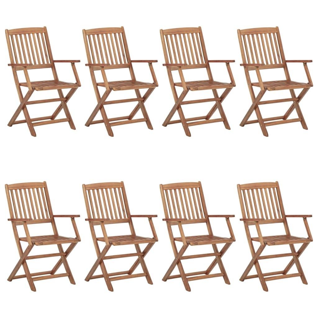 Foldbare havestole 8 stk. massivt akacietræ