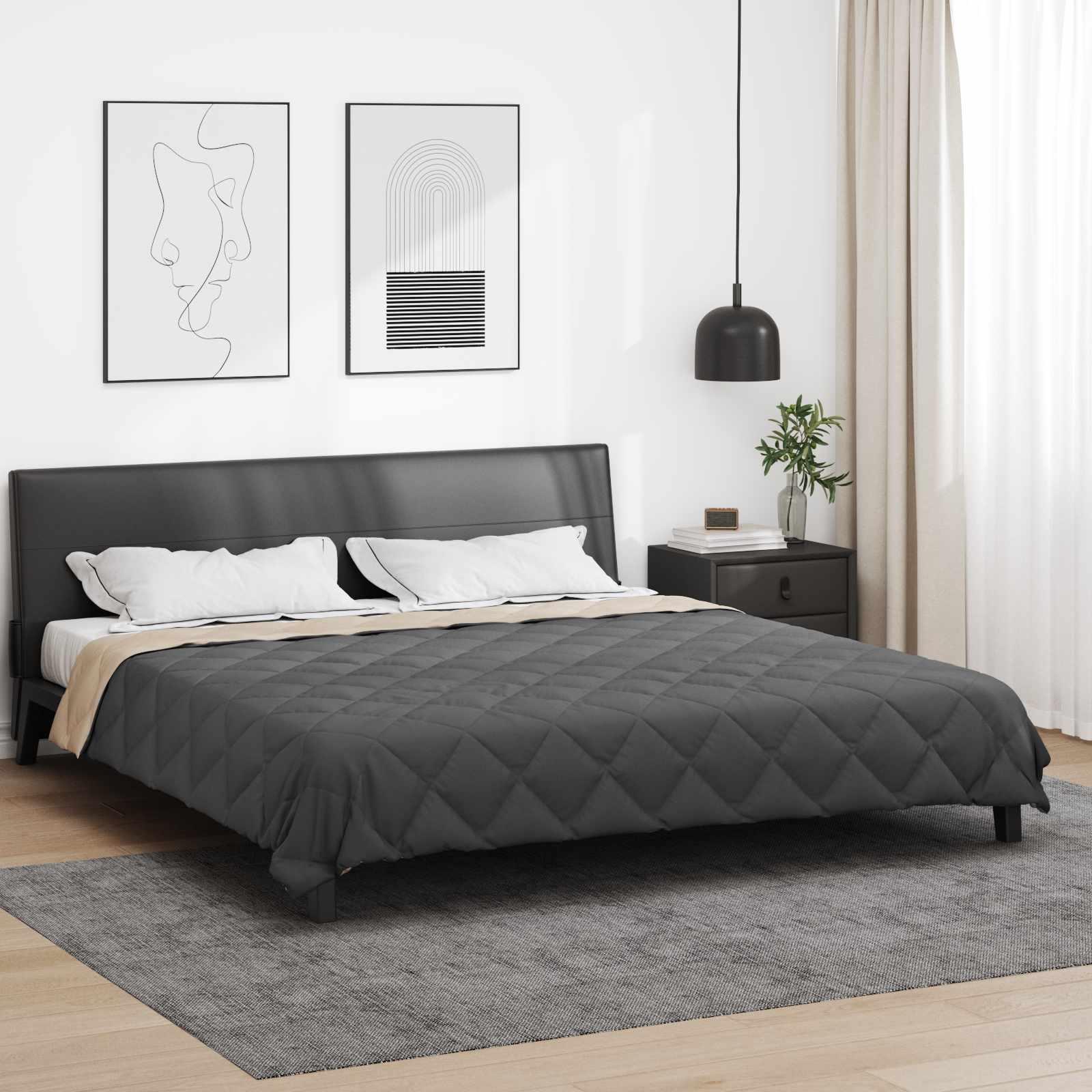 Helårs dyne Antracit og Taupe 200 x 200 cm Mikrofiber billede