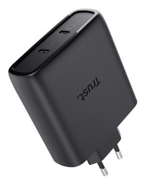Trust Maxo 100W 2-port USB‑C GaN vægoplader - sort billede