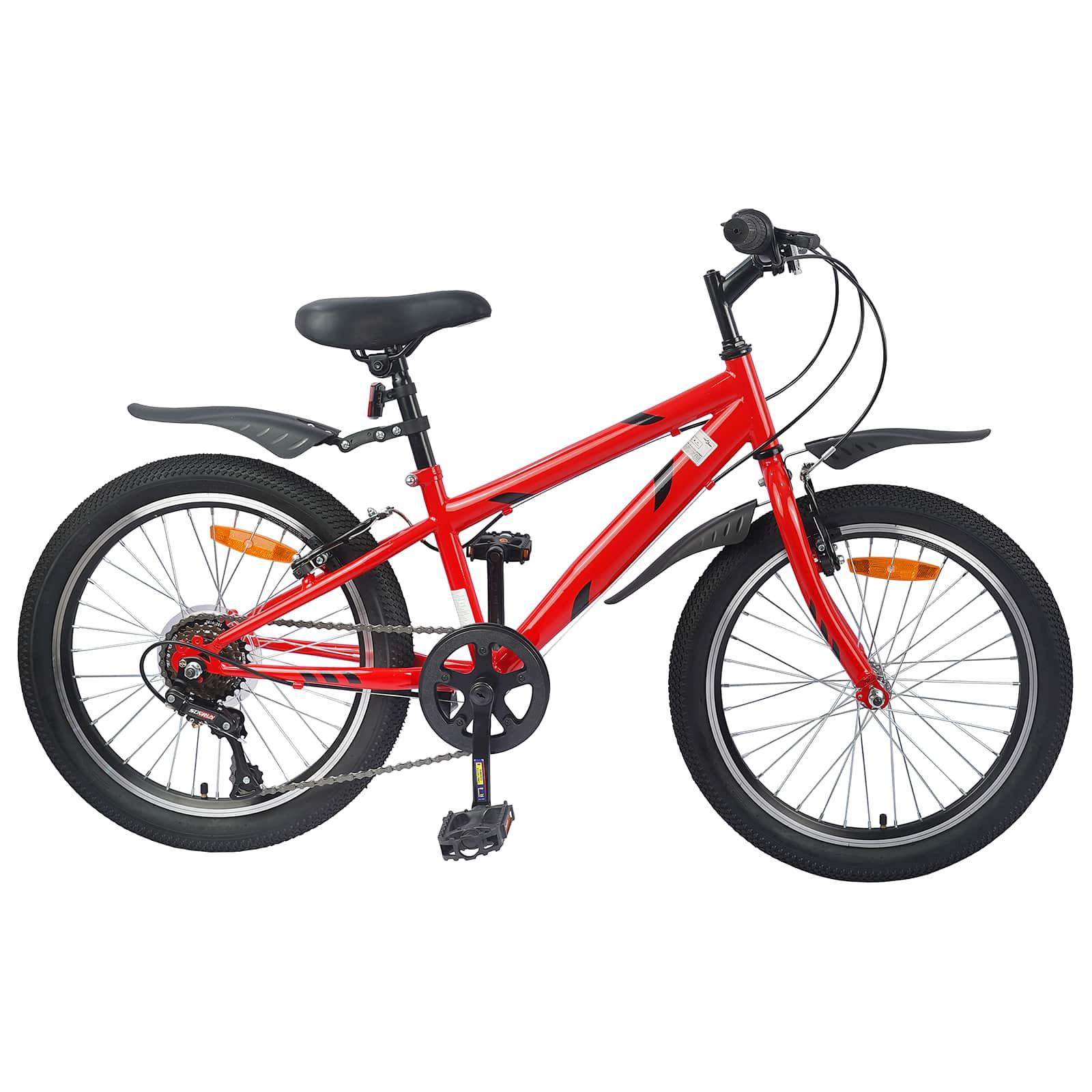 Børnecykel 24 tommer 6-Speed til 8-12 år Rød billede