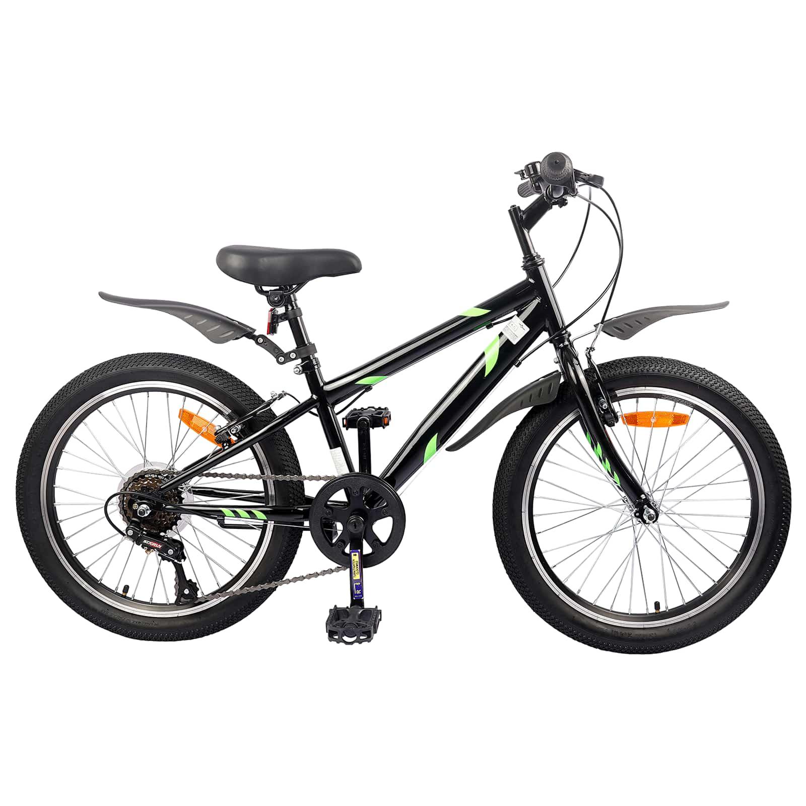 Børnecykel 24 tommer 6-Speed til 8-12 år Sort billede