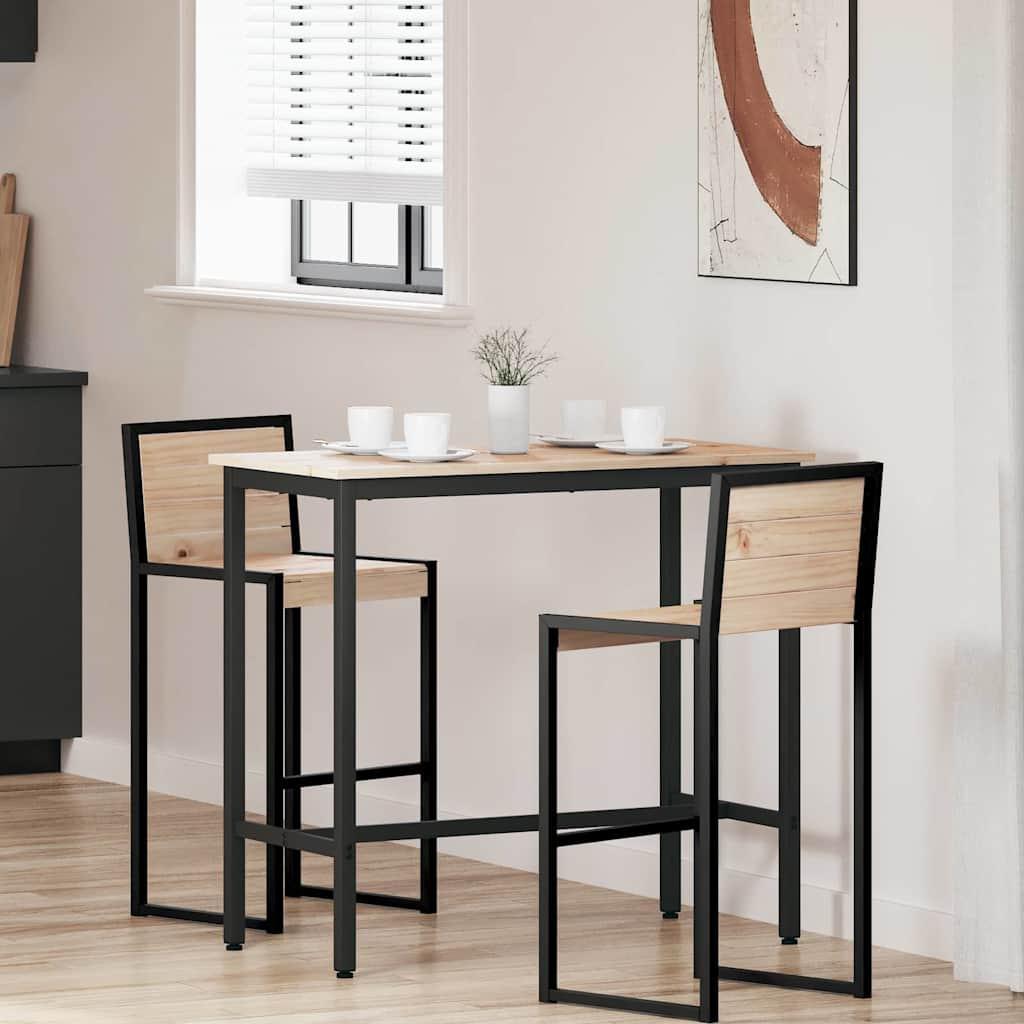 Højt bord i naturfarvet konstrueret træ og stål - 100 × 50 × 91 cm billede