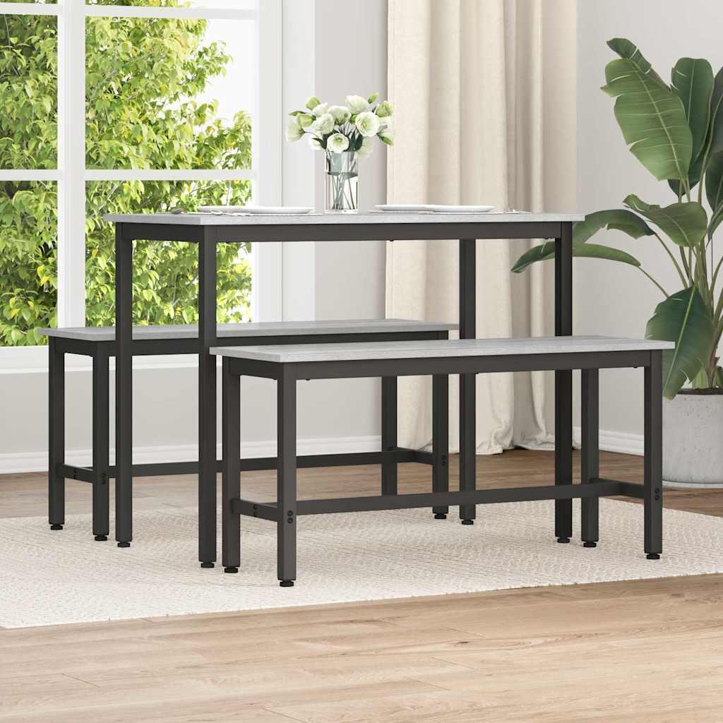 Spisebænk 2 stk Grå Sonoma 100 x 32,5 x 48,5 cm billede