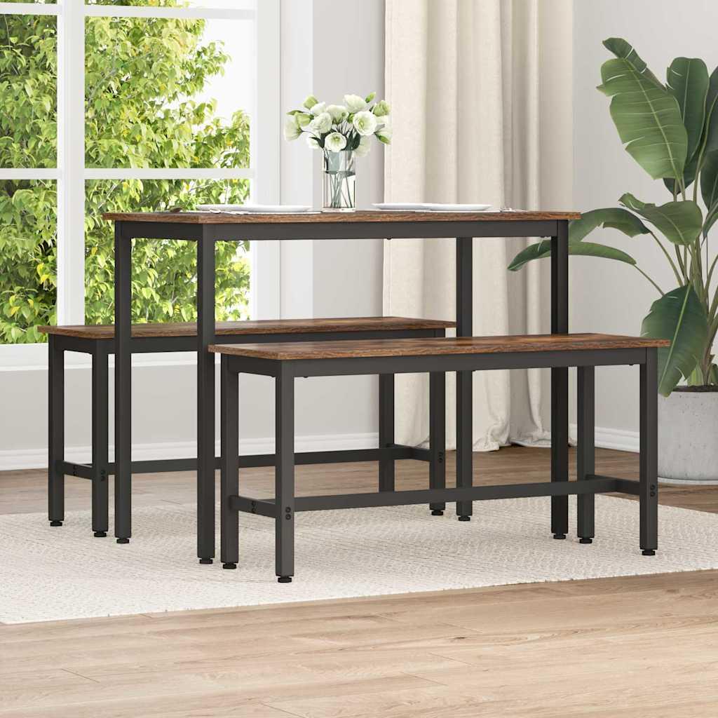 Spisebænk 2 stk Røget eg 100 x 32,5 x 48,5 cm billede