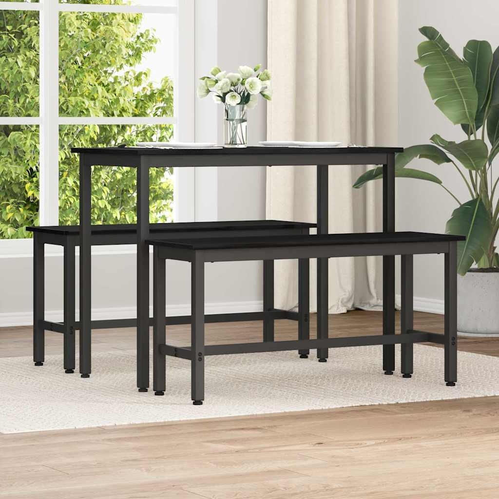 Spisebænk 2 stk Sort eg 100 x 32,5 x 48,5 cm billede