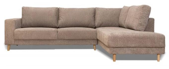 Savana hjørnesofa højrevendt i stof - Retrobliss 18, brun‑beige