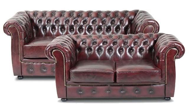 Liverpool Chesterfield sofasæt 2+3 pers. - oxblod læder