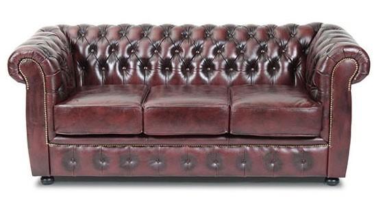 Liverpool Chesterfield 3-personers sofa - oxblod læder