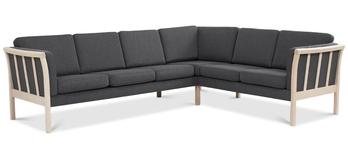 Dragør vendbar tremmesofa hjørnesofa i stof - grå, klassisk design