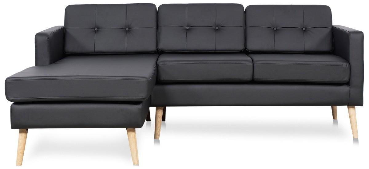 Novelty chaiselongsofa venstrevendt - sort tekstillæder