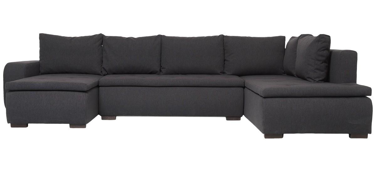 Amalfi U-sovesofa venstrevendt - grå stof, opbevaring og soveplads