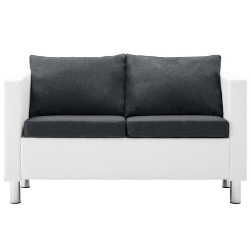 Sofasæt i 2 dele kunstlæder hvid og mørkegrå