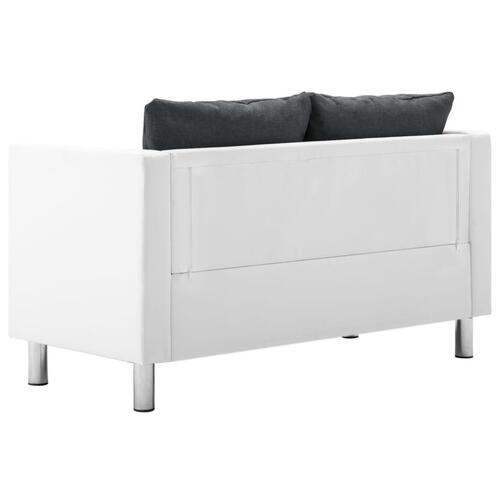 Sofasæt i 2 dele kunstlæder hvid og mørkegrå