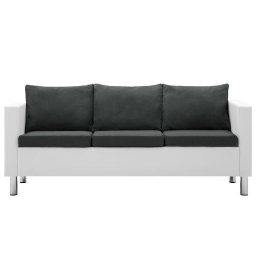 Sofasæt i 2 dele kunstlæder hvid og mørkegrå