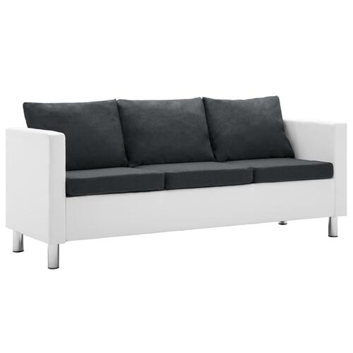 Sofasæt i 2 dele kunstlæder hvid og mørkegrå