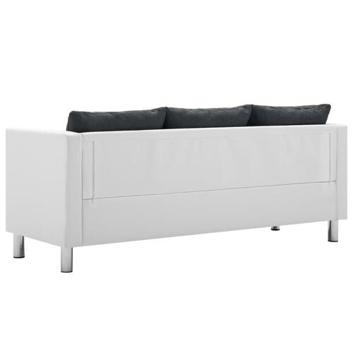 Sofasæt i 2 dele kunstlæder hvid og mørkegrå