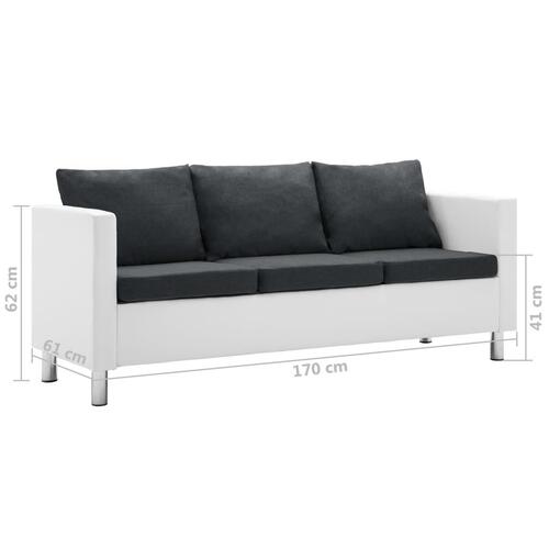 Sofasæt i 2 dele kunstlæder hvid og mørkegrå