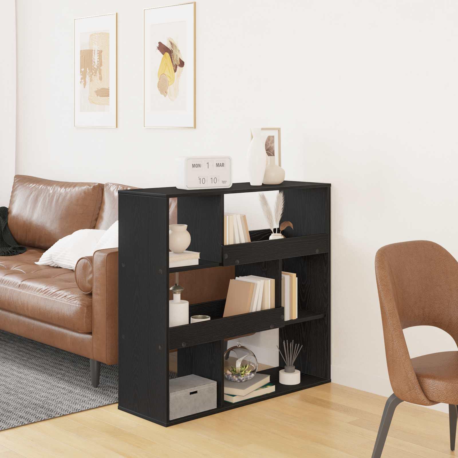 Boghylde Sort eg 100 x 33 x 94,5 cm Konstrueret træ billede