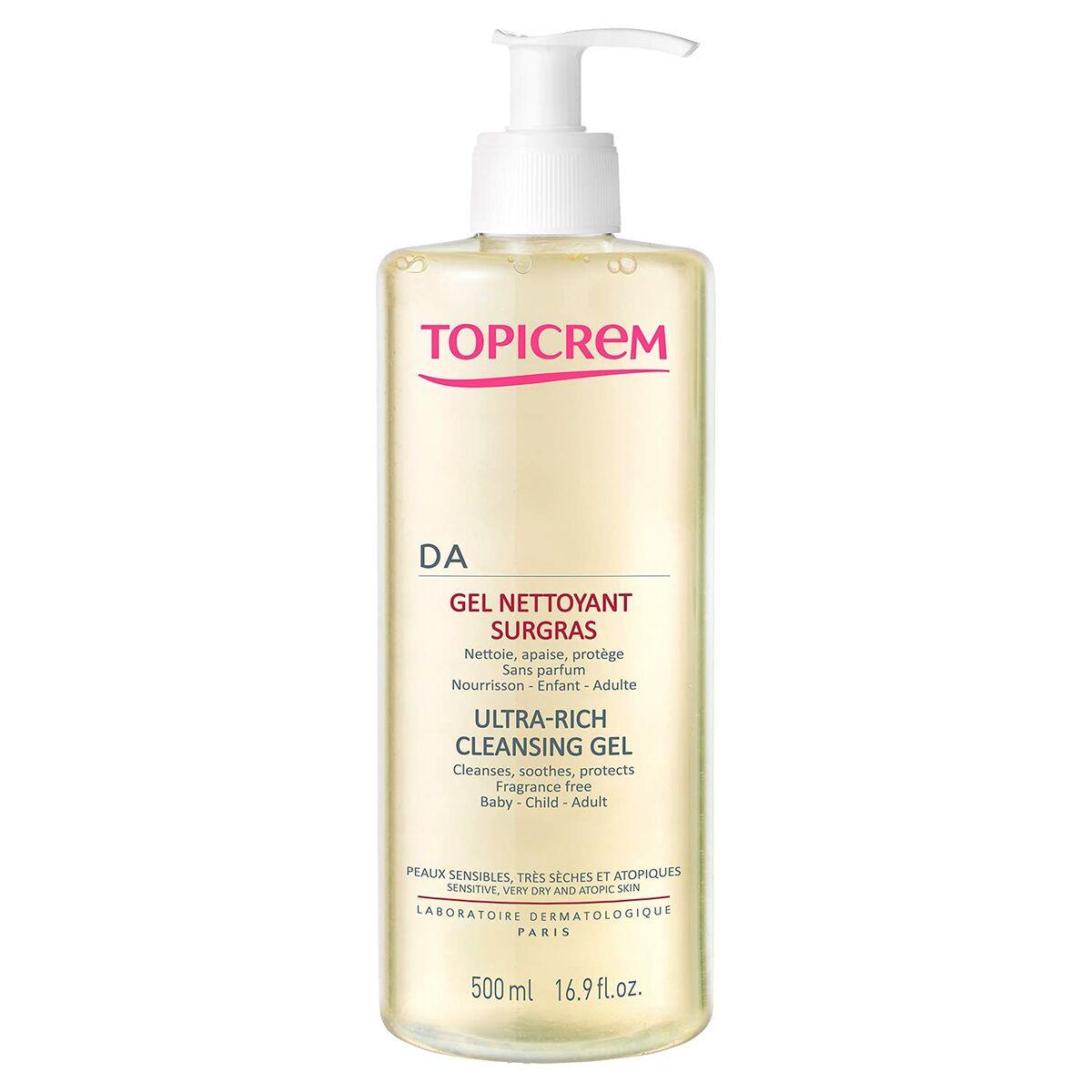 Topicrem DA Ultra-Rich Cleansing Gel - parfumefri showergel til tør og sensitiv hud, 500 ml billede