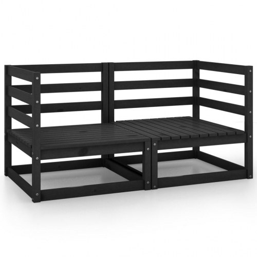 2-personers havesofa massivt fyrretræ sort