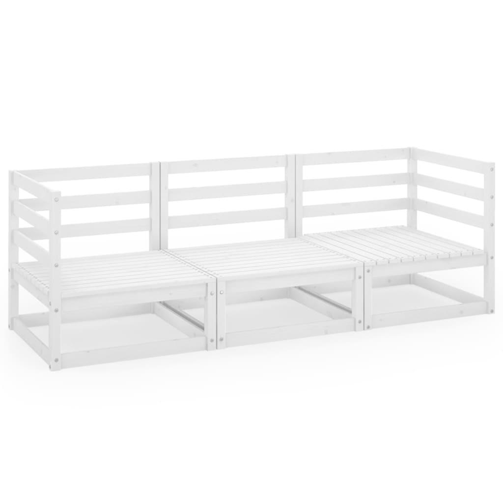 3-personers havesofa massivt fyrretræ hvid