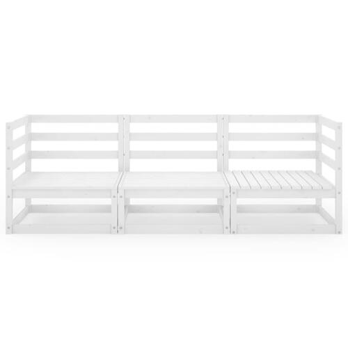 3-personers havesofa massivt fyrretræ hvid
