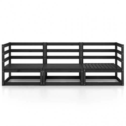 3-personers havesofa massivt fyrretræ sort