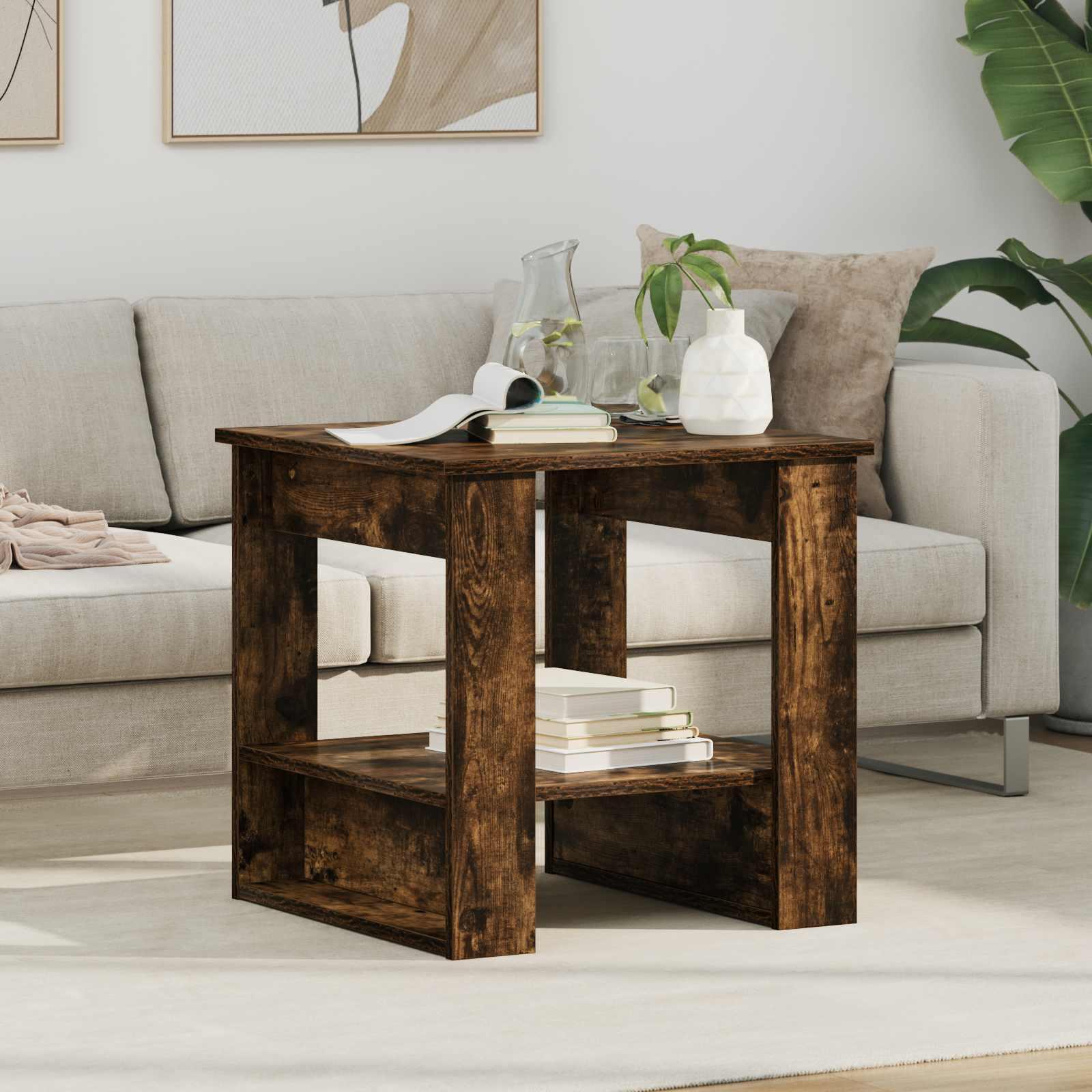 Sofabord Røget eg 51 x 50 x 50 cm Konstrueret træ billede
