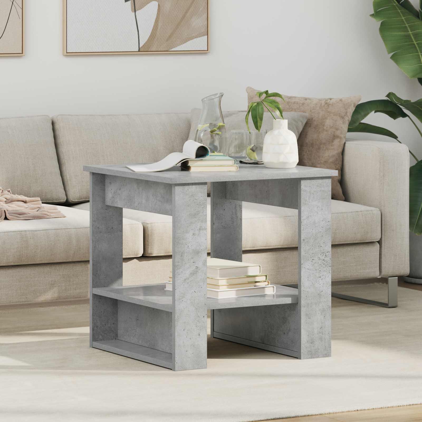 Sofabord Beton Grå 51 x 50 x 50 cm Konstrueret træ billede