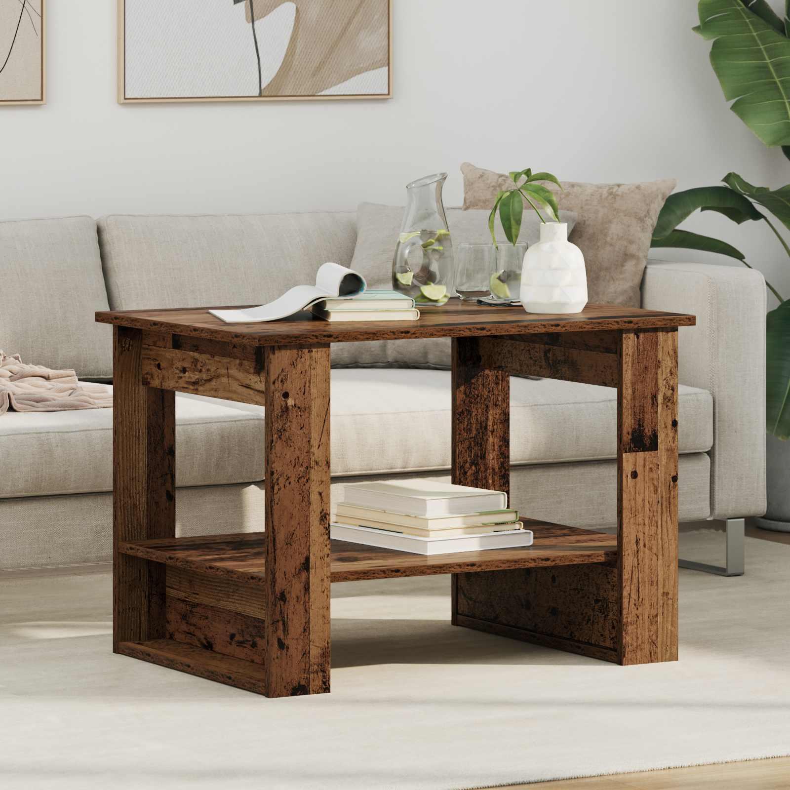 Sofabord Gammelt træ 72 x 50 x 50 cm Konstrueret træ billede