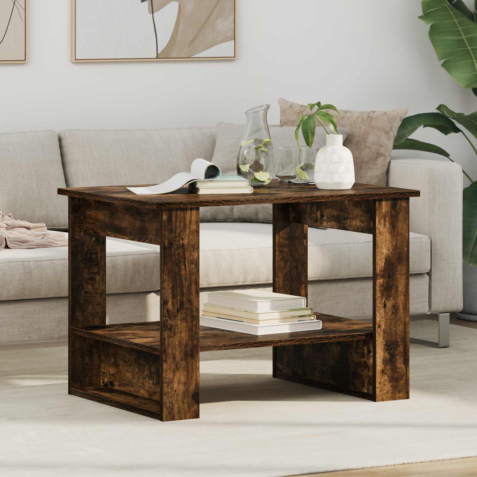 Sofabord Røget eg 72 x 50 x 50 cm Konstrueret træ billede