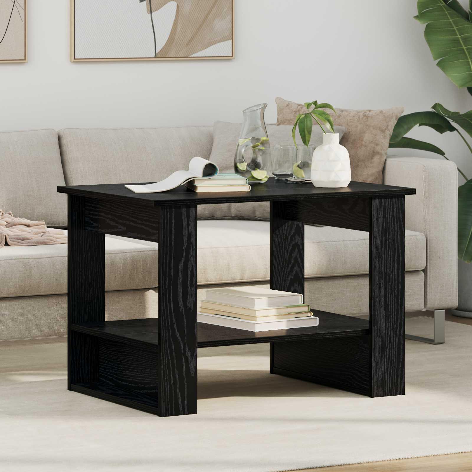 Sofabord Sort eg 72 x 50 x 50 cm Konstrueret træ billede