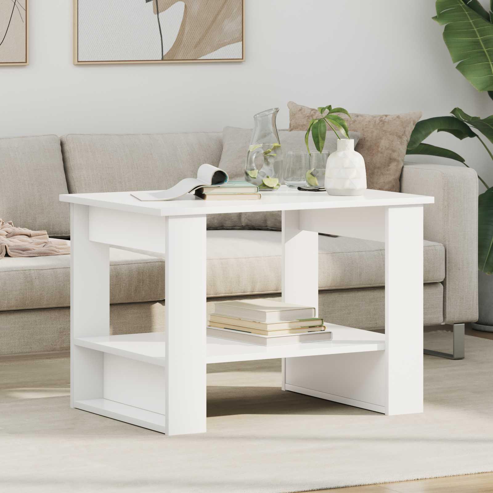 Sofabord Hvid 72 x 50 x 50 cm Konstrueret træ billede