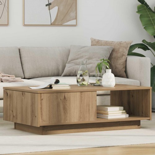 Sofabord i artisan egetræ - 95 × 55 × 31 cm, konstrueret træ med skuffe