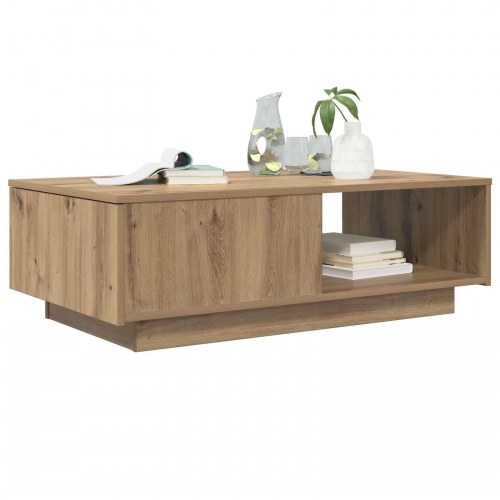Sofabord i artisan egetræ - 95 × 55 × 31 cm, konstrueret træ med skuffe