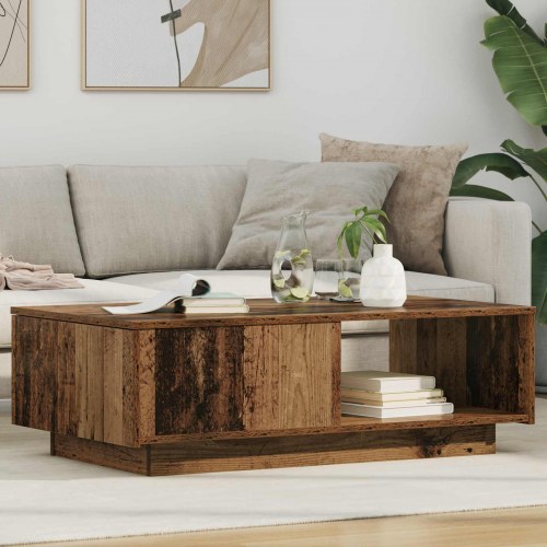 Sofabord med skuffe - gammelt træ look, 95 × 55 × 31 cm, konstrueret træ