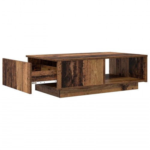 Sofabord med skuffe - gammelt træ look, 95 × 55 × 31 cm, konstrueret træ