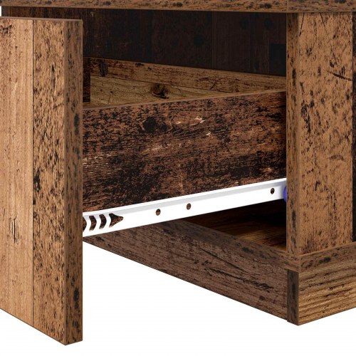 Sofabord med skuffe - gammelt træ look, 95 × 55 × 31 cm, konstrueret træ