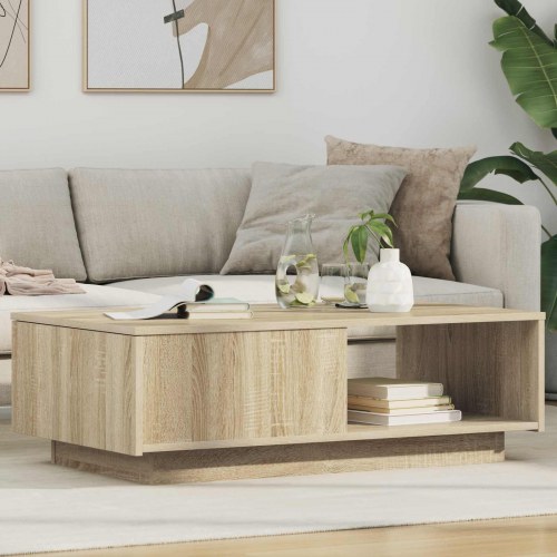 Sofabord med skuffe - Sonoma eg, 95 × 55 × 31 cm, konstrueret træ