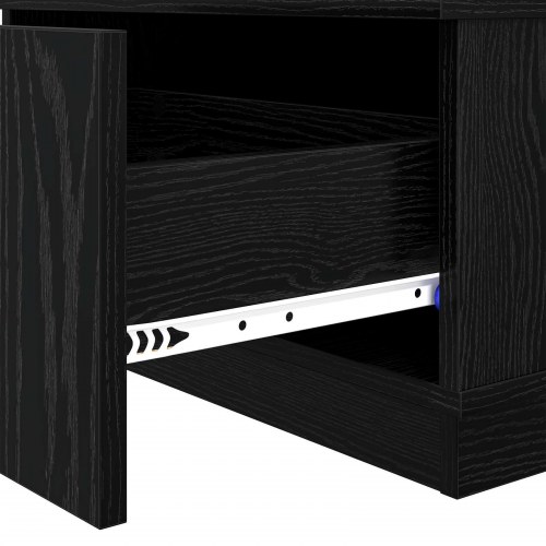 Sofabord med skuffe - sort eg, 95 × 55 × 31 cm, konstrueret træ