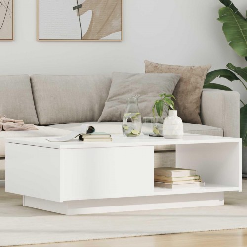 Sofabord med skuffe - hvid, 95 × 55 × 31 cm, konstrueret træ