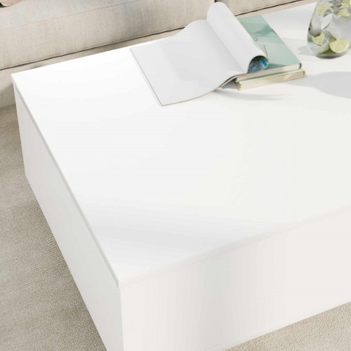 Sofabord med skuffe - hvid, 95 × 55 × 31 cm, konstrueret træ