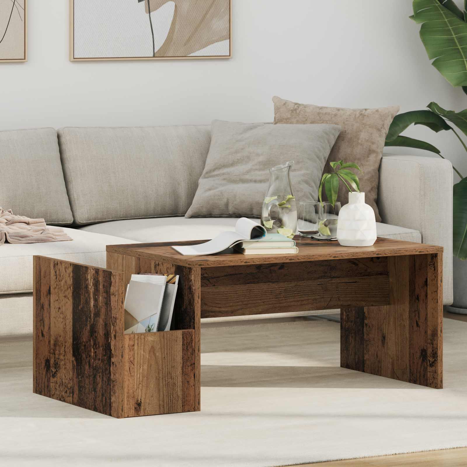 Sofabord Gammelt træ 90 x 45 x 35 cm Konstrueret træ billede