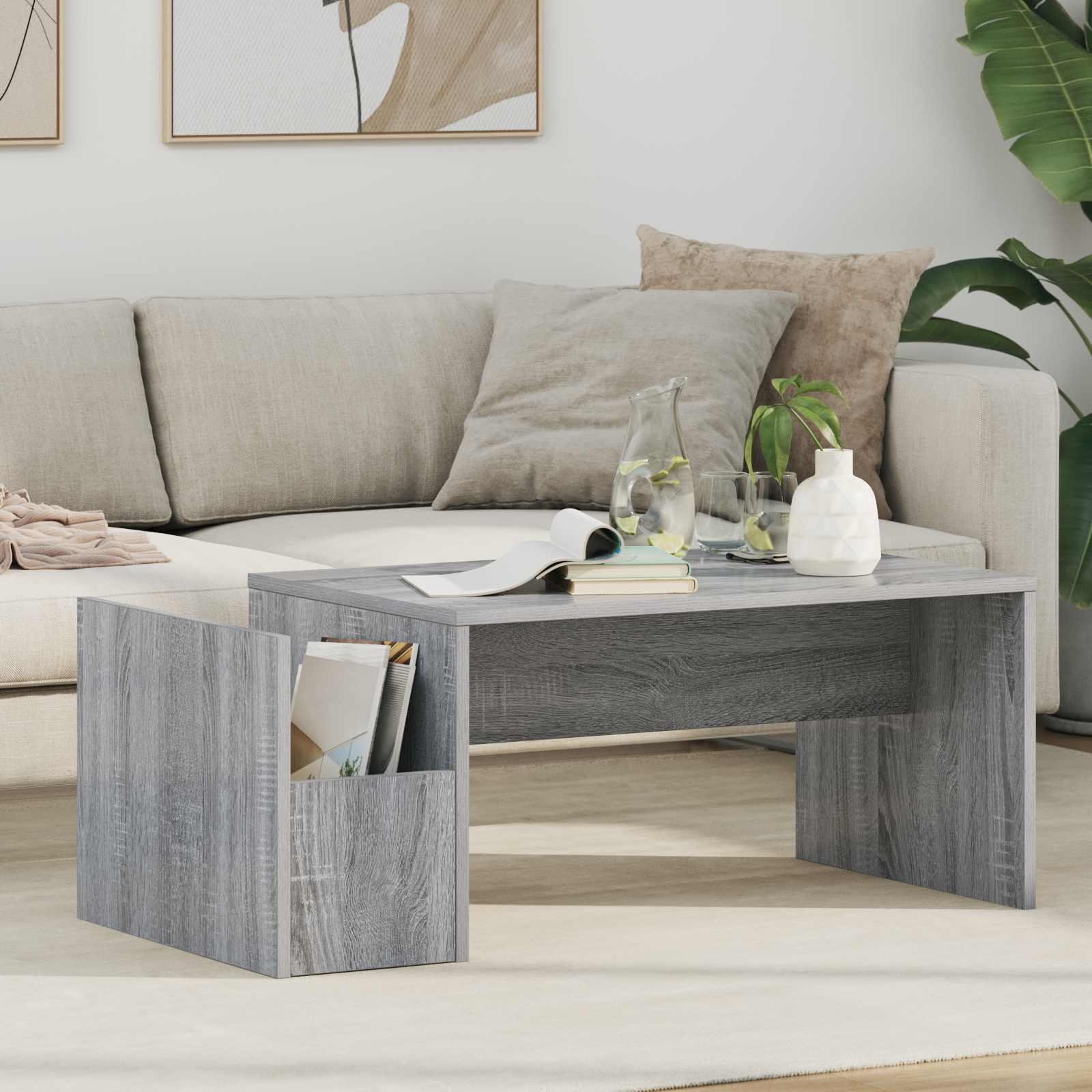 Sofabord Grå Sonoma 90 x 45 x 35 cm Konstrueret træ billede