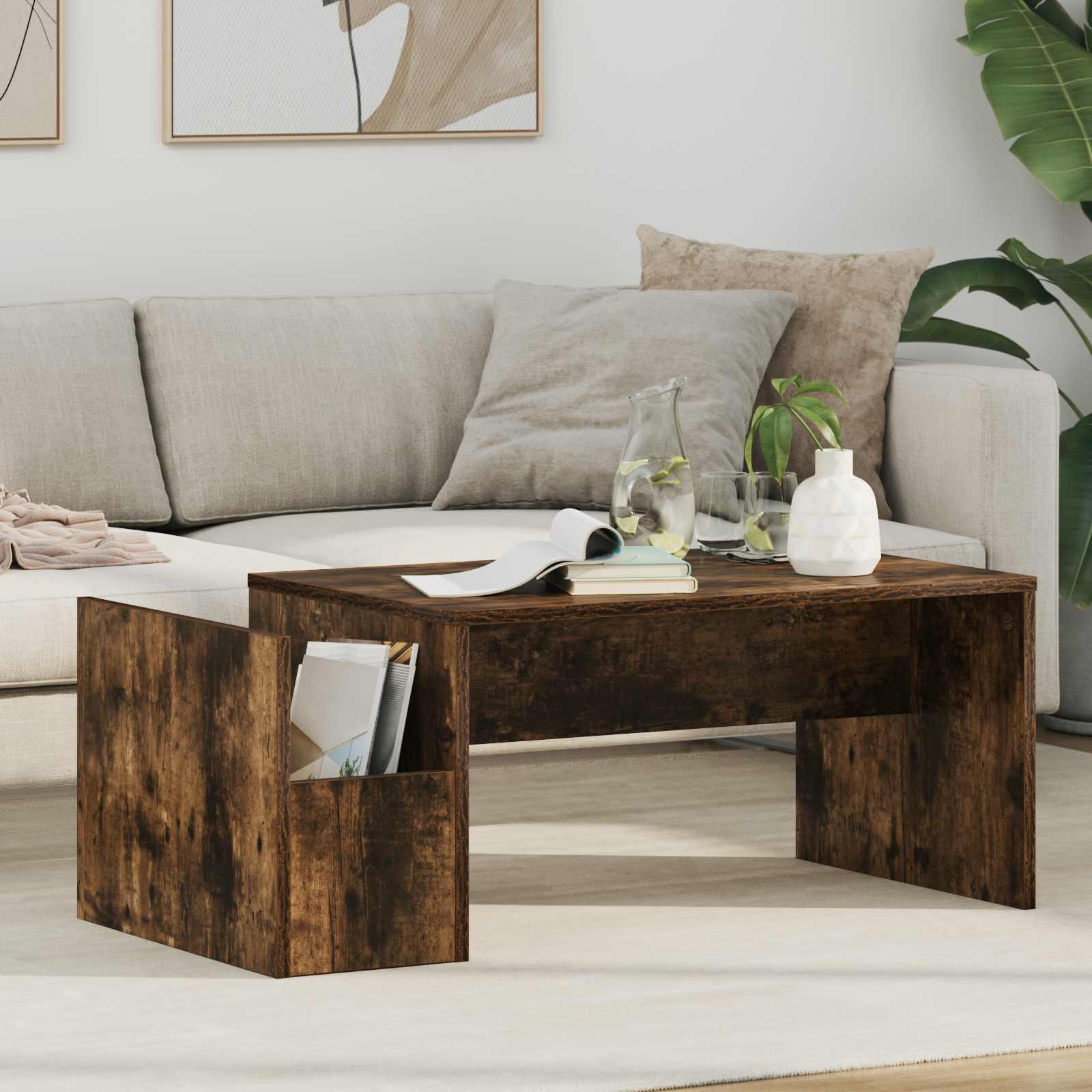 Sofabord Røget eg 90 x 45 x 35 cm Konstrueret træ billede