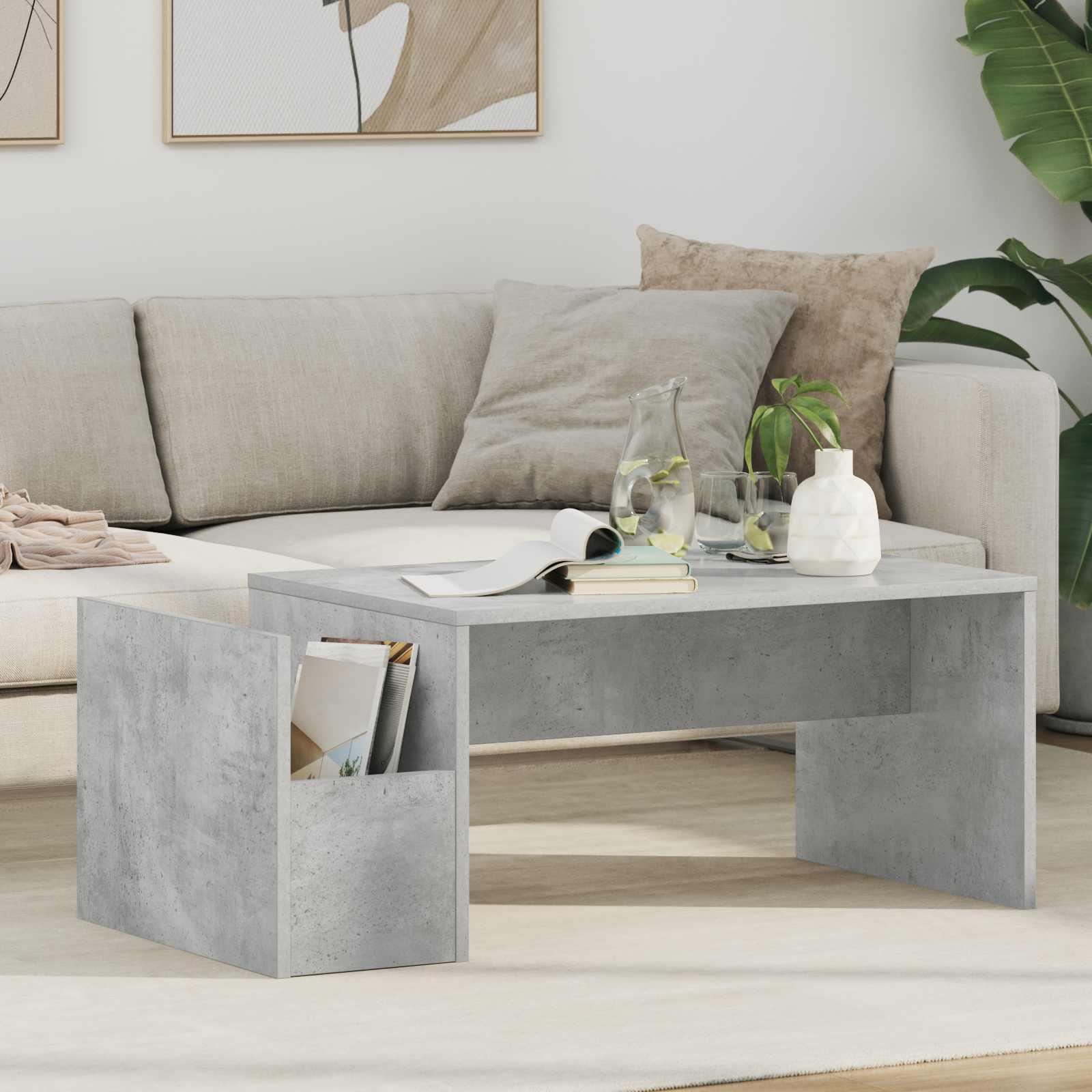 Sofabord Beton Grå 90 x 45 x 35 cm Konstrueret træ billede