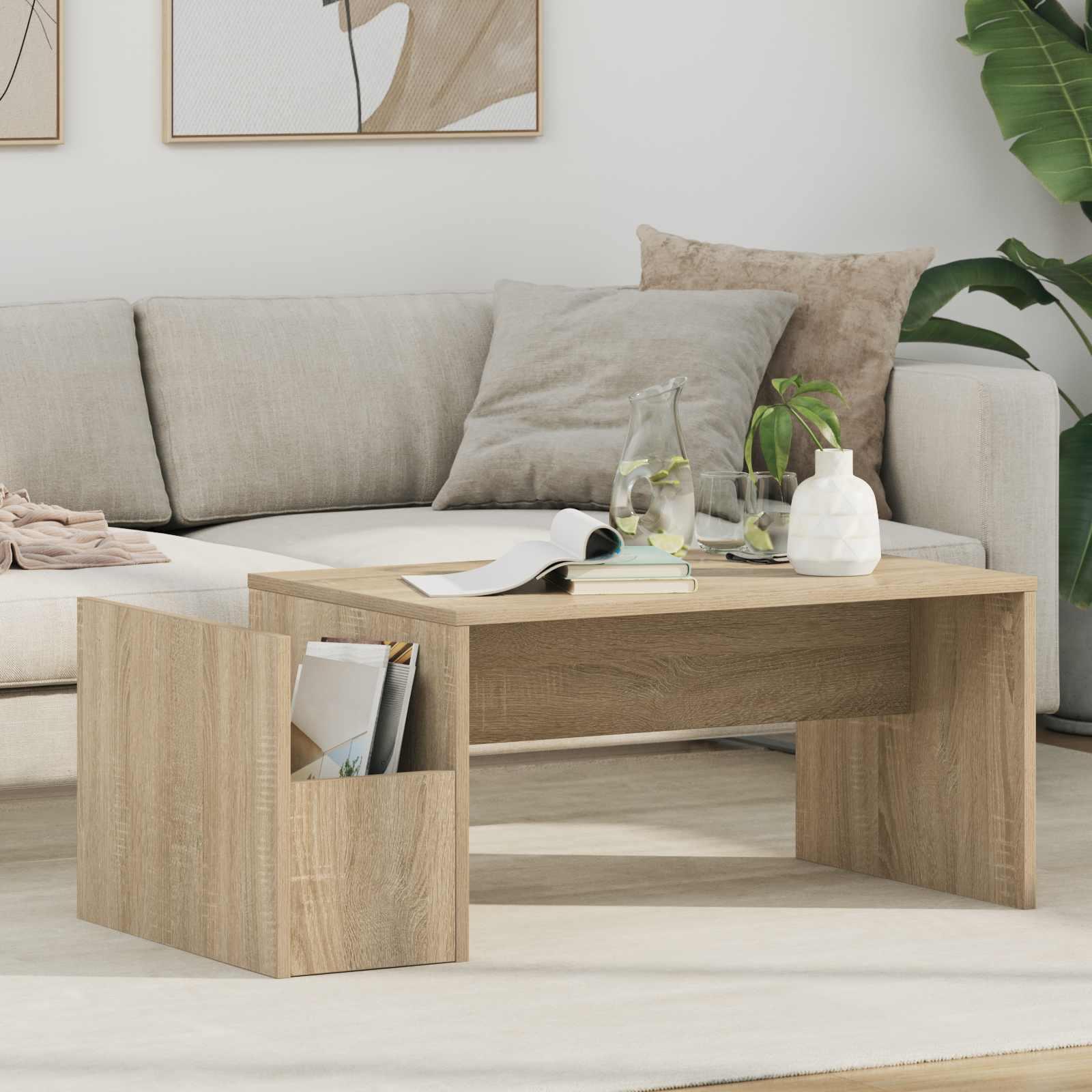 Sofabord Sonoma eg 90 x 45 x 35 cm Konstrueret træ billede