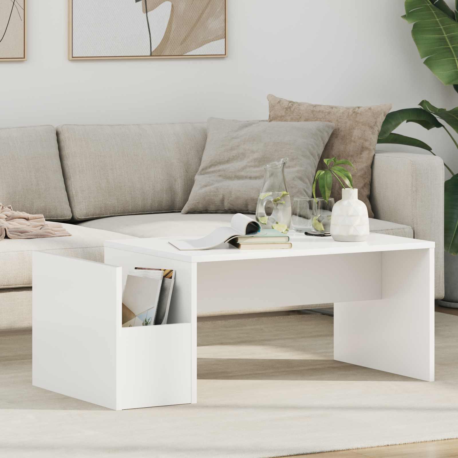 Sofabord Hvid 90 x 45 x 35 cm Konstrueret træ billede