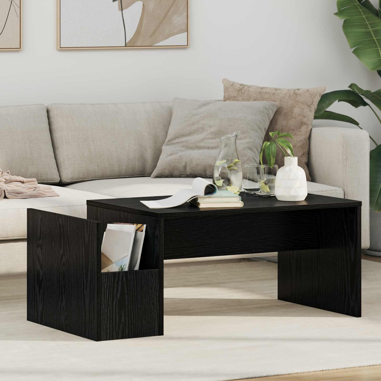 Sofabord Sort eg 90 x 45 x 35 cm Konstrueret træ billede